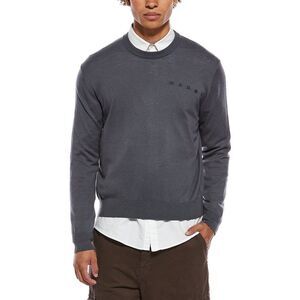 Marni Mens  Logo Wool-Blend Crewneck Sweater, Grey